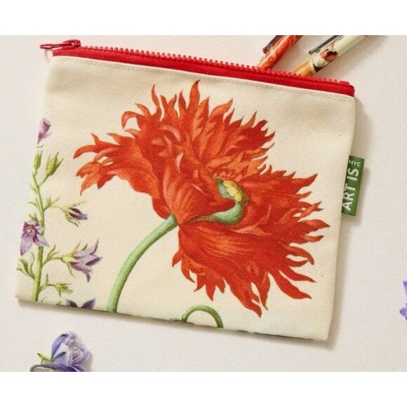 Maria Sibylla Merian Botanical Artwork Zipper Pouch Goldfinch Poppy Travel Bag - Picture 2 of 4